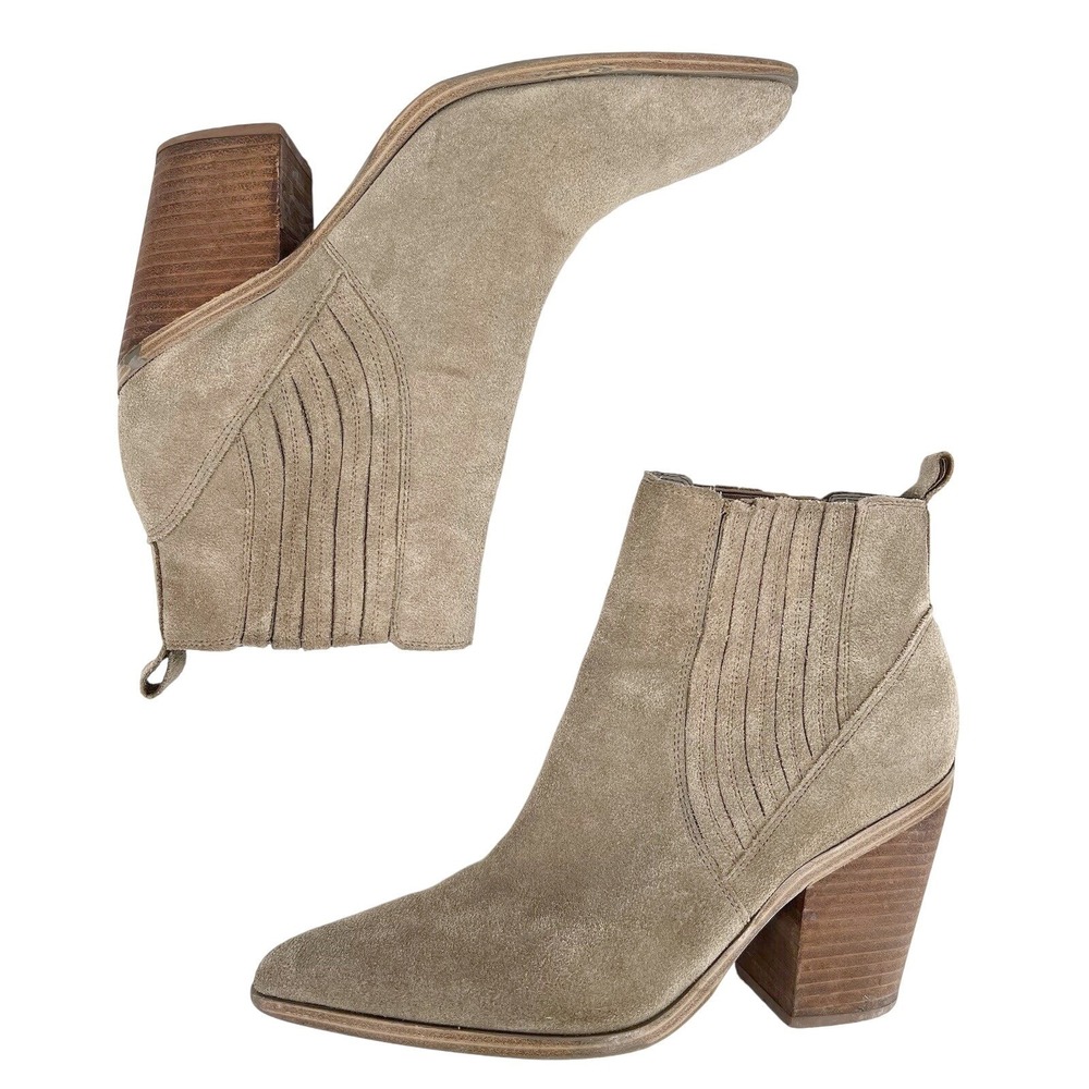 Marc Fisher Ankle Boots‎ Suede Leather Pointed Toe Shoes Tan Womens Size 9.5M